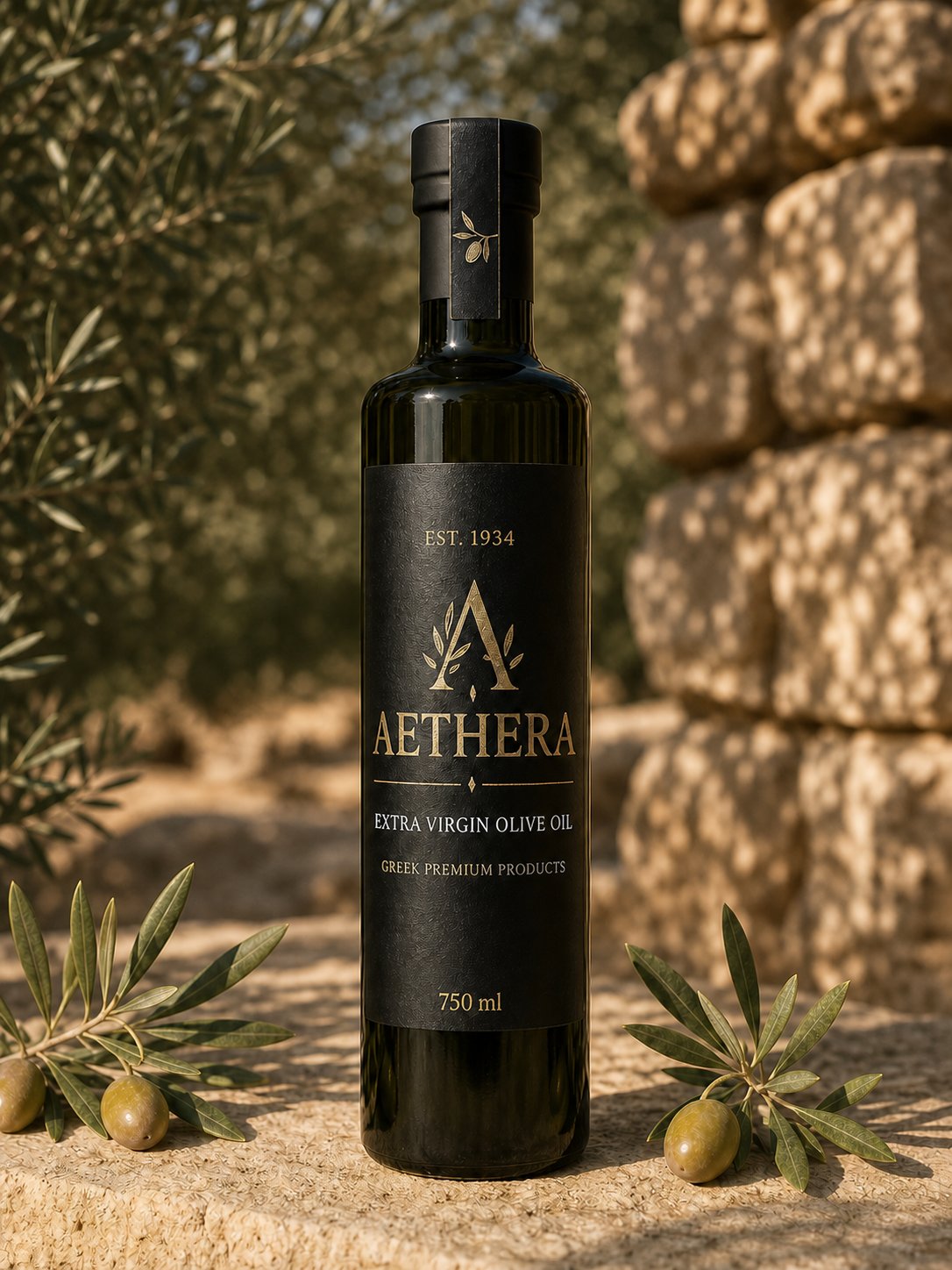 Φιάλη εξαιρετικού παρθένου ελαιολάδου AETHERA