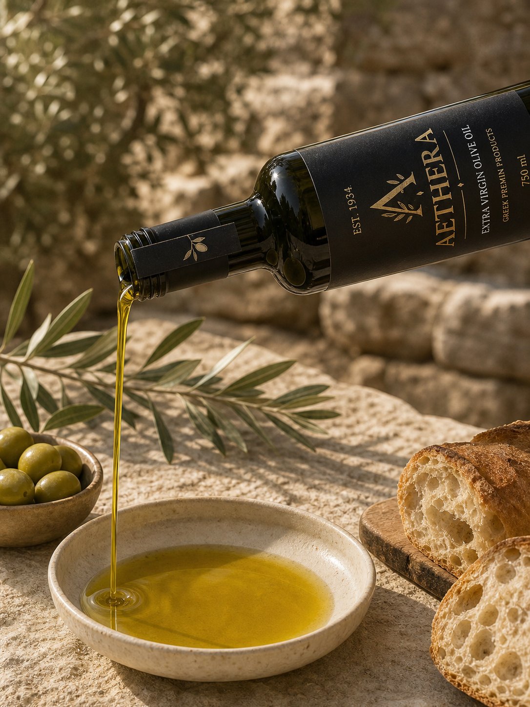 Ελαιόλαδο AETHERA καθώς χύνεται